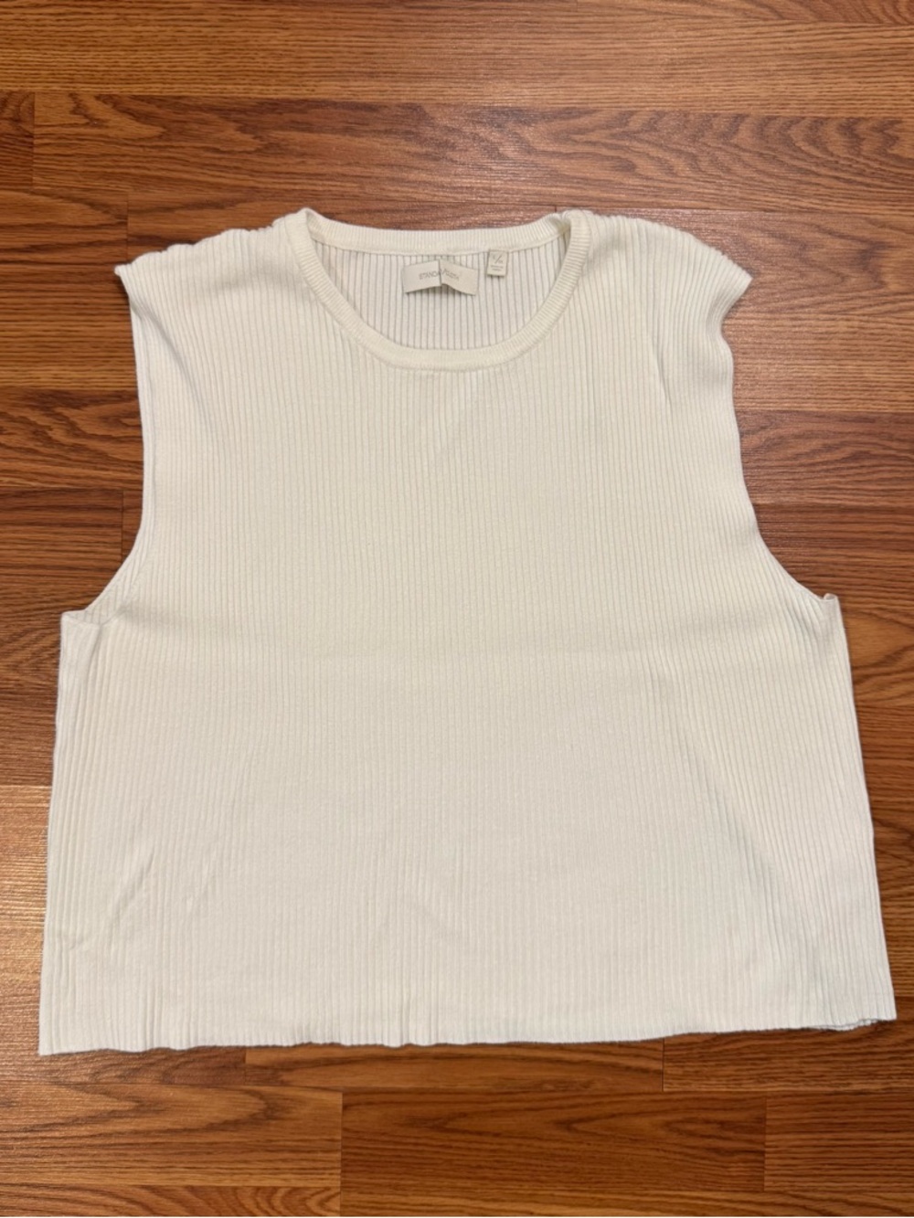 UO Standard Cloth Ribbed Tank Top Cream Size Large